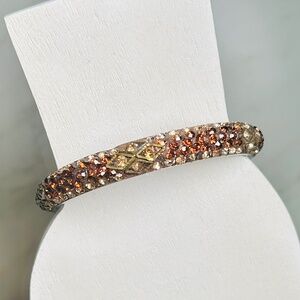 Sparkling Vintage brown, amber, champagne rhinestone bangle bracelet